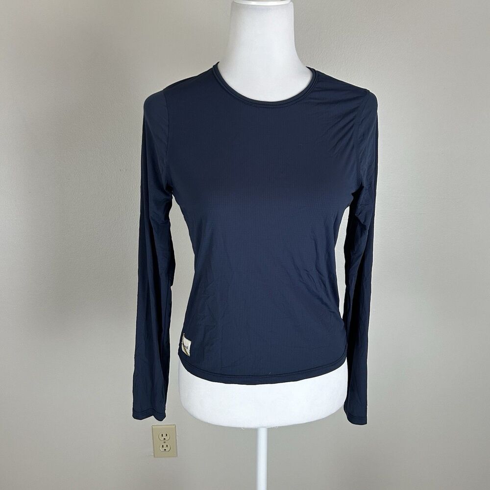 TRACKSMITH Womens Session Long Sleeve Running Top Crew Neck Pullover Blue Size S